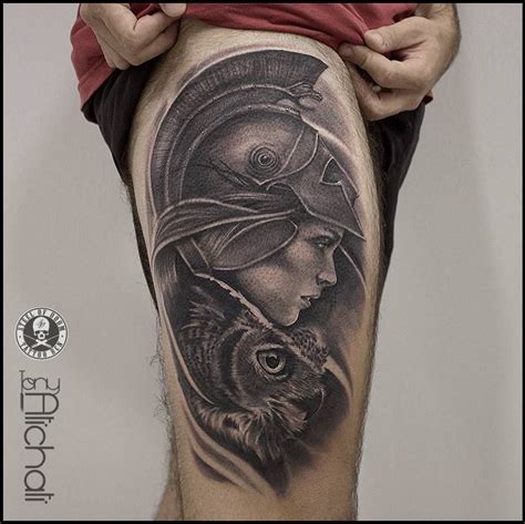 tatuaje de atenea|50 Tatuajes de Atenea (Con el significado)